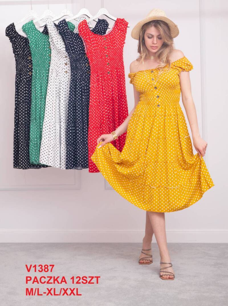 Sukienki damskie Roz M/L-XL-2XL, Mix Kolor .Paczka 12 szt